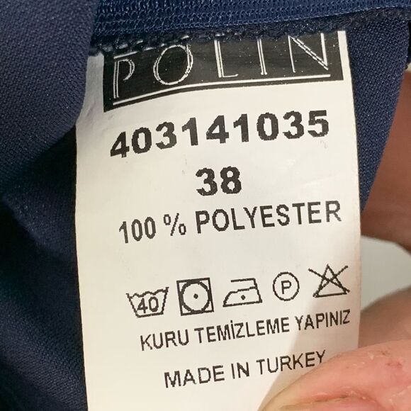 Polin Dress Career Floral Twist Neck Navy Slit 38 Asymmetrical Sleeveless - Picture 5 of 8